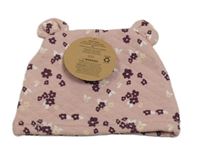 Nové - staroružová prešívaná čapica s kvietkami a uškami dream gro