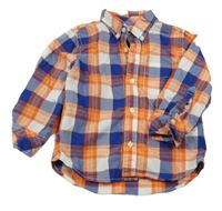 Safírovo-bílo-oranžová kostkovaná košile H&M