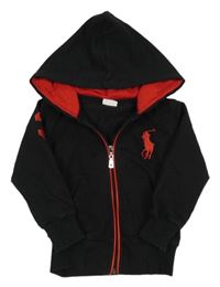 Čierna prepínaci mikina s výšivkou a číslom a kapucňou