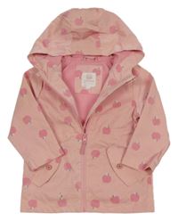Svetloružová nepromokavá jarná bunda s jablíčky a kapucňou cooclub