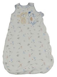 Bílo-světlemodrý zateplený spací pytel s pejsky Nutmeg