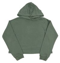 Khaki oversize crop mikina s nápisom a kapucňou Miss E-vie