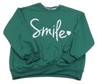 Tmavozelená mikina s nápisom a srdiečkom