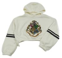 Smotanová crop mikina s erbem - Harry Poter a pruhmi a kapucňou C&A