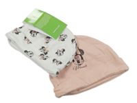 Nové - 2x - Čepice s Minnie - Bílá, světlerůžová Disney