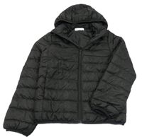 Černá prošívaná šusťáková přechodová bunda s odepínací kapucí H&M