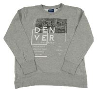 Sivá melírovaná mikina s potiskem města a nápismi TOM TAILOR