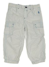 Bielo-modré cargo cuff plátenné nohavice