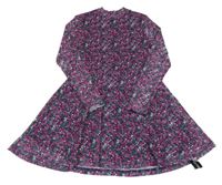 Nové - tmavomodré kytičkované síťované šaty St. Bernard