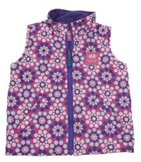 Tmavoružová vzorovaná prešívaná šušťáková zateplená obojstranná vesta Jojo Maman Bébé