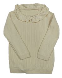 Smotanový rebrovaný sveter s golierikom George