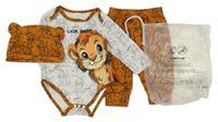 Nové - 3Set - Bílo/cihlové body so lvíčky + tehlové tepláky a čapica s uškami