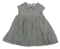 Sivo-čierne bodkovaná é plisované šaty s golierikom H&M