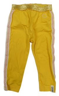 Tmavožlté legíny s pruhom a zlatým pasom TUMBLE 'N DRY