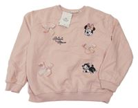 Nové - světlerůžová oversize mikina s Minnie a mašlemi H&M