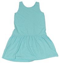 Modré bodkované bavlnené šaty H&M