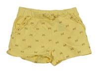 Žlté bavlnené kraťasy s motýly H&M