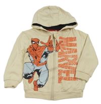 Béžová propínací mikina se Spidermanem a kapucí George