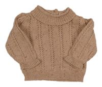 Staroružový perforovaný vlnený sveter s golierikom