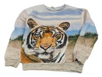 Modro-béžová mikina s tigrom H&M