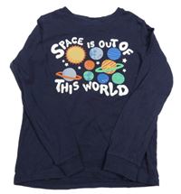 Tmavomodré triko s planetami H&M