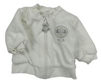 Biela zamatová zateplená prepínaci mikina so slonom