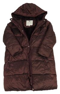 Vínový šušťákový zimný kabát s kapucňou Fat Face