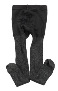 Antracitové žebrované třpytivé punčocháče M&S