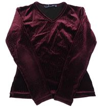 Vínové vzorované zamatové tričko