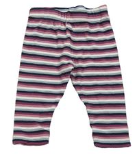 Vínovo-čierno-sivé pruhované rebrované legíny Alana