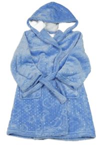 Modrofialový puntíkatý chlupatý župan s kapucí Nutmeg