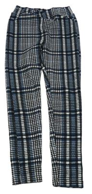 Čierno-tmavomdro-biele kockované legíny Shein