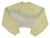 Žlto-bielo-zelenkavá crop mikina H&M