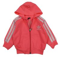 Neonově růžová propínací mikina s kapucí Adidas