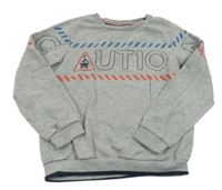 Sivá melírovaná mikina s nápisom a hasiči S. Oliver