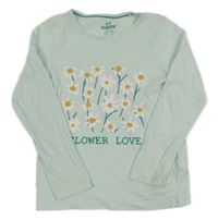 Mátové tričko s kvetinami Lupilu