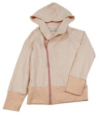 Světlerůžová propínací mikina s kapucí