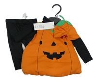 Nové - Kockovaným - 4set - Oranžové tričko s dýní + čepice + čierne triko + nohavice F&F