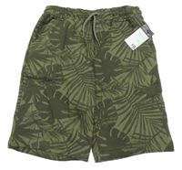 Nové - Khaki teplákové kraťasy s listy Primark