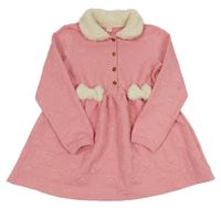 Ružové vzorované šaty s kožešinou Shein