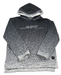 Černo-bílá skvrnitá mikina s nápisem a kapucí Primark