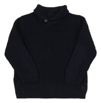 Tmavomodrý sveter s golierikom Zara