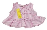 Nové - Ružovo-biela pruhovaná blúzka s mašľami Shein