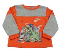 Červeno-sivá mikina s dinosaurom Kiki&Koko