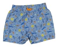 Modré plážové kraťasy s mořskými živočichy Impidimpi