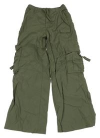 Khaki šusťákové cargo kalhoty H&M