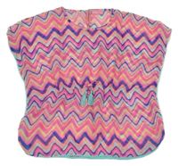 Ružovo-modro-žltá vzorovaná šifónová plážová tunika Y.F.K.