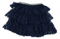 Tmavomodrá čipková vrstvená sukňa