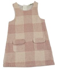 Ružovo-pudrové kockované vlnené šaty F&F