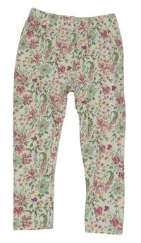 Smetanovo-farebné kvetované legíny Alana